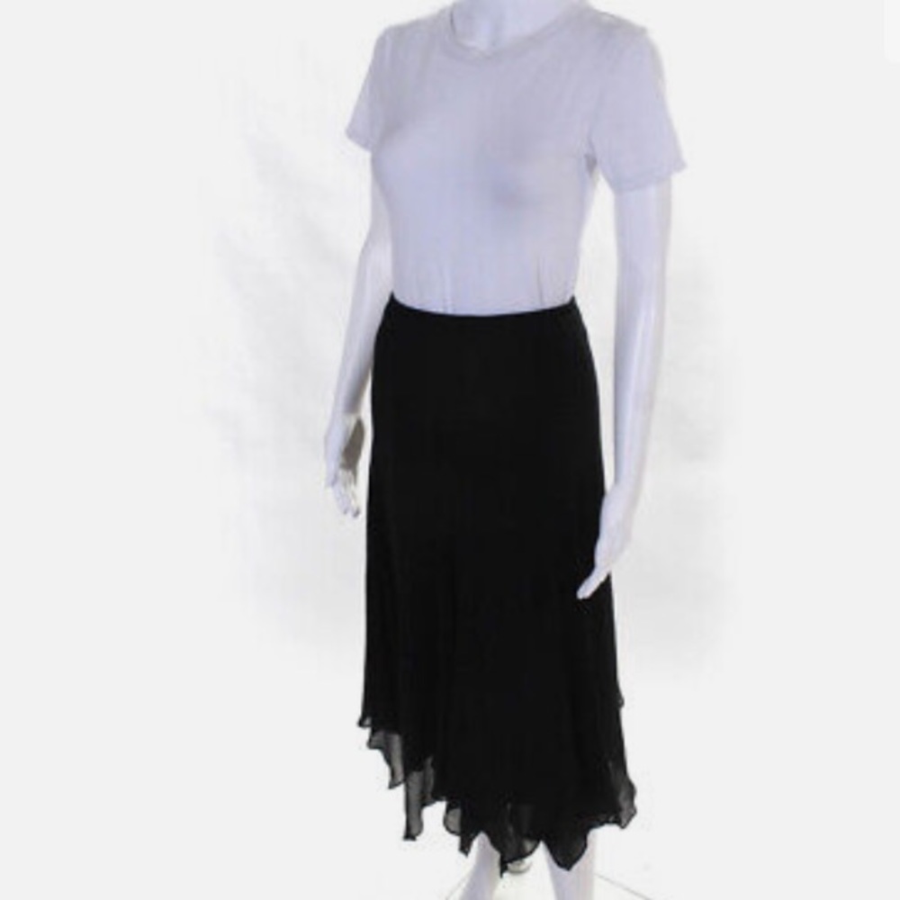 Tadashi silk asymmetrical hem midi skirt 10